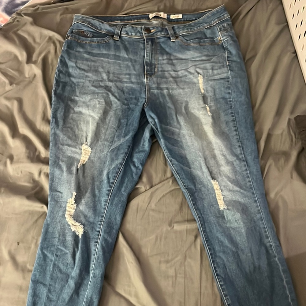 distressed denim jeans